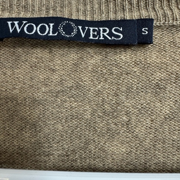 Woolovers Size Small Sweater Tan Knit Merino Wool Cashmere V Neck Pullover - Picture 3 of 5